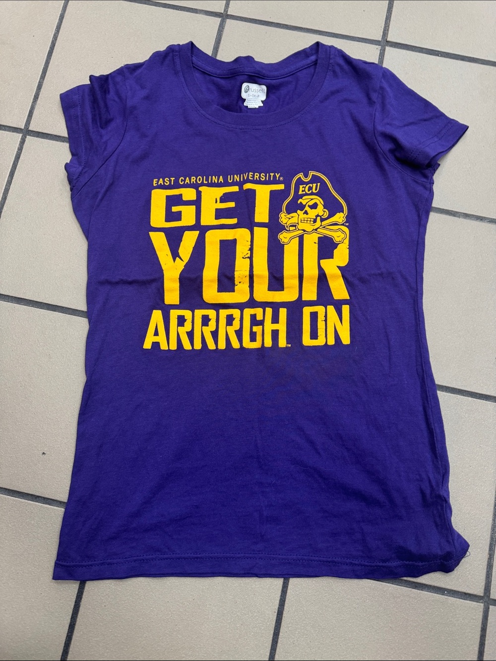 Russell Athletic Purple ECU 'Get Your Arrrgh On' Short Sleeve Tee